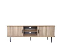 Concept Usine Meuble TV Manado en bois cannelé à portes coulissantes 140 cm