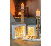 Manahee Design | Cadre 3D LED PVC/Verre Argenté | 24,5 cm x 24,5 cm x 7 cm
