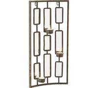 Manahee Design | Déco Murale Porte-Bougie Métal/miroir Gris Small | 52 x 25 x 4 cm