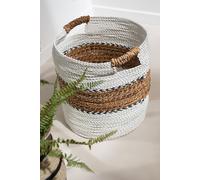 Manahee Design | Raffia Naturel | 41 cm x 40,5 cm x 40,5 cm | Set de 3 paniers