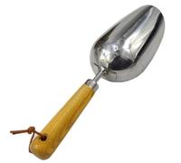 Manche Bois Pelle de Jardin, Outil Compact, en Acier Inoxydable | Terreau et Granulés D’engrais, Poignée Confortable, Usage Extérieur, Trou D’accrochage, Entretien des Pots