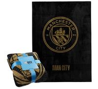 Manchester City - Couverture Polaire Douce pour Lit ou Canapé 125 x 150 cm (Noir)