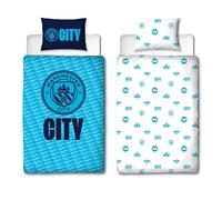 Manchester City FC Character World Parure de lit 1 Personne avec Housse de Couette et taie d'oreiller Assortie Bleu réversible