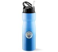 MANCHESTER CITY FC Gourde Sport, Gourde 750 ml en Aluminium Bouchon Sport avec Paille, Accessoire Officiel