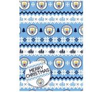Manchester City FC Lot de 2 feuilles de papier cadeau 2 étiquettes de Noël