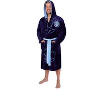 Manchester City FC Peignoir Homme et Ado, Robe de Chambre Homme Polaire Douce à Capuche, Ligue des Champions, Idée Cadeau (3XL, Navy)