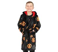 Manchester United F.C. Peignoir à capuche en polaire pour garçon, Noir, 11-12 ans