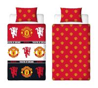 MANCHESTER UNITED FC Parure de lit simple avec housse de couette réversible et taie d'oreiller assortie Rouge
