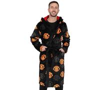 Manchester United Peignoir à capuche en polaire pour homme officiel F.C, Noir , XL