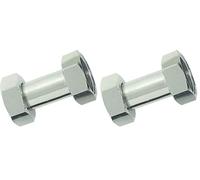 Manchon 2 écrous tournant égal femelle 15x21 Chrome (Lot de 2)
