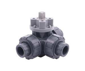 Manchon à Coller 63 mm L-alésage Vanne à Bille PVC 3 Voies ISO-Top F05 10 bar PTFE/EPDM