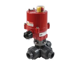 Manchon à coller 63 mm T-port Vanne à boisseau sphérique électrique en PVC à 3 voies 24 V CA/CC PTFE/EPDM