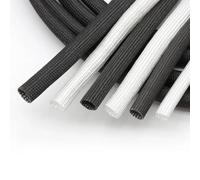 Manchon De CâBle Gaine tressée en fibre de verre 1/2/5/10 m ID 1 mm ~ 40 mm Tube en fibre de verre chimique haute température 600 degrés C Gaine de câble en fibre de verre CâBle Gaine(Black,DIA 10MM_5