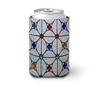 Manchon de refroidissement pour canettes de bière, panneau de fenêtre géométrique en verre teinté blanc givré, support de boisson isotherme doux pour fête, plage, événement, maison