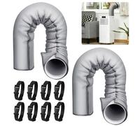 Manchon Isolant pour Tuyau de Climatiseur - Lot 2 5-5.9 pouces - 8 sangles réglables gris clair - Protection conduit évacuation