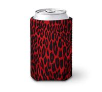 Manchon isotherme pliable en néoprène avec motif léopard rouge pour boissons froides et boissons chaudes