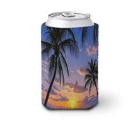 Manchon isotherme pliable en néoprène pour boissons froides et chaudes - Motif palmier coucher de soleil