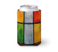 Manchon isotherme pour canettes de bière, panneau carré en verre teinté rouge, vert, orange, pour fête, plage, événement, maison