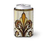 Manchon isotherme pour canettes de bière, panneau en verre teinté jaune doré, motif floral pour fête, plage, événement, maison