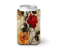 Manchon isotherme pour canettes de bière, verre teinté rouge, orange et feuilles vertes pour fête, plage, événement, maison