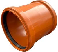 Manchon pour tuyau KG DN 110 PVC-U SN8 | Manchon coulissant avec joint | Pour systèmes de drainage externes | 2 joints en caoutchouc | Installation des eaux usées | Système de tuyaux d'égout
