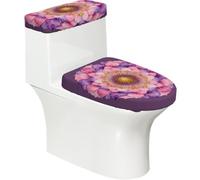 Mandala Circle Lot de 2 housses de toilette élastiques pour salle de bain, doux et lavable en forme de U