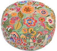 Mandala Life ART Housse de Pouf Rond Orange avec Broderie en Velours - Coussin de Sol Doux brodé au Design marocain, 60 cm de diamètre, idéal pour Le Salon, la Chambre ou la Salle de méditation