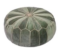 Mandala Life ART Housse de Pouf Ronde Verte avec Broderie en Velours - Coussin de Sol Doux brodé au Design marocain, 60 cm de diamètre, idéal pour Le Salon, la Chambre ou la Salle de méditation