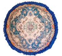 Mandala Life Art Ronde Boho Chic Yoga Decor Housse de Coussin de Méditation - 65 cm - avec Frange Vintage - Taie d'oreiller Del Sol - Carrée - Zafu décoratif en Coton imprimé