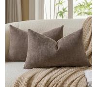 Mandioo Housses de Coussin 30x50 cm Gris Taupe Lot de 2 Décoratives Texturées Chenille Taie d'oreiller Housse Coussin Accent Velours pour Canapé Sofa Salon Chambre Décor Ferme