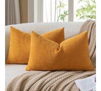 Mandioo Housses de Coussin 30x50 cm Orange Lot de 2 Décoratives Texturées Chenille Taie d'oreiller Housse Coussin Accent Velours pour Canapé Sofa Salon Chambre Décor Ferme