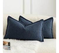 Mandioo Lot de 2 Housse de Coussin Couleur d'accent Texture tissée Moderne Luxe Style Taie d'oreiller Decoration Maison Salon Chambre pour Canapé 30X50cm Bleu