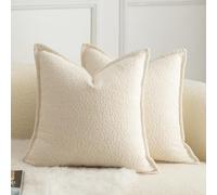 Mandioo Lot de 2 Housse de Coussin Couleur d'accent Texture tissée Moderne Luxe Style Taie d'oreiller Decoration Maison Salon Chambre pour Canapé 55X55cm Beige