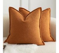 Mandioo Lot de 2 Housse de Coussin Couleur d'accent Texture tissée Moderne Luxe Style Taie d'oreiller Decoration Maison Salon Chambre pour Canapé 50X50cm Feuilles de Tabac