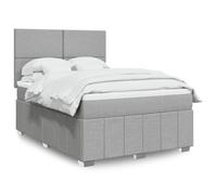 Mandloder Lit à sommier tapissier avec matelas gris clair, 140 x 190 cm, housse en tissu, tête de lit réglable, ressorts ensachés, pour un sommeil réparateur