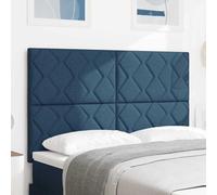 Mandloder Tête de lit en tissu bleu, 160 cm, bandes lumineuses LED, design bloc de diamant, tête de lit moderne, rembourrage mural avec éclairage d'ambiance
