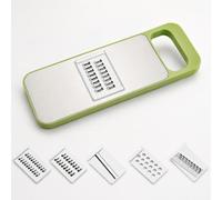 Mandoline Cuisine Multifonctions en Acier Inoxydable, Rape Legume 6 en 1 pour Julienne Légumes, Découpe Legumes Manuel avec Lames Interchangeables, Mandoline Japonaise pour Salades et Frites, Vert