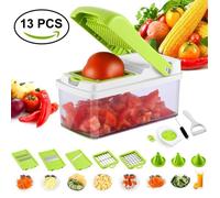 Mandoline de cuisine - 13 en 1 - 7 lames inox - Multifonction (trancher, râper, émincer) - 13 pièces
