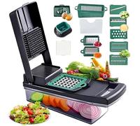Mandoline de cuisine - Mandoline japonaise - 12 en 1 - Lames inox - Panier égouttoir