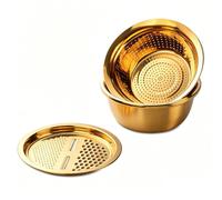 Mandoline de Cuisine Professionnelle en Inox, Coupe Legumes Multifonctions avec Bol Mélangeur, pour Laver Légumes, Fruits et Riz, Compatible Lave-vaisselle, Profitez de la Vie