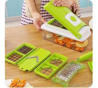Mandoline de Cuisine - PZCC - Manuelle - Acier inoxydable - 12 pièces - Multifonctions (trancher, râper)