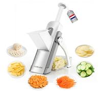 Mandoline de Cuisine Safety Slicer Manuelle Multifonction Tous Coupe Légumes Lame en Acier Inoxydable, Coupe Légumes en Julienne, Cubes et Patate Frite (gris moyen)