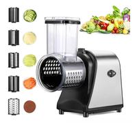 Mandoline électrique professionnelle 250 W 5 en 1 en acier inoxydable avec 5 lames et grande fente de remplissage pour fruits, légumes, fromage et utilisation quotidienne