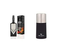Mandoline en V réglable avec râpe à julienne, avec la pince protège-doigts inclus & Moulin à épices en Acier Inoxydable et en Noir pour Noix de Muscade, Cannelle, fèves Tonka et Autres épices dures
