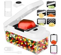 Mandoline Professionnelle avec 7 Lames Interchangeables - Coupe-Légumes Manuel pour Oignons, Carottes, Concombres, Tomates