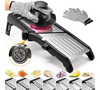Mandoline trancheuse 7 en 1 en acier inoxydable pour légumes - Réglable - Pour pommes de terre, oignons, concombres, choux, gants anti-coupure et brosse de nettoyage