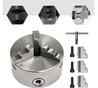 Mandrin à serrage automatique - 3 mors - Diamètre 125 mm - Précision 0,07 mm - Manuel - Pour tour/fraiseuse/CNC - Avec t jeu de mors - Braun