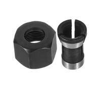 Mandrin de Défonceuse avec Écrou M15 en Acier au Carbone Noir | Six Pans, Serrage Antidérapant, Tolérances Internes Serrées, pour Outils Rotatifs Bois et Atelier Cnc