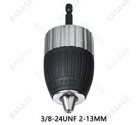 Mandrin de perceuse électrique 1.5-13mm, autobloquant sans ccessoires d'outils de pilote 3/8-24UNF, adaptateur sans clé, tige hexagonale à Impact