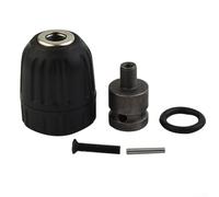 Mandrin de perceuse sans clé 0,8-10 mm avec filetage 3/8-24UNF, mécanisme de verrouillage auto-serrant pour perceuses électriques, comprend un adaptateur de douille carrée 1/2"